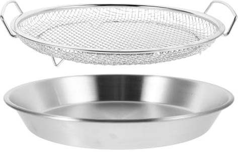 FUNNETOYU Bandeja Escurridora de Aceite Acero Inoxidable 26 CM con Colador para Alimentos Fritos Rejilla Multiusos para Cocina Doméstica Filtro y Soporte Apilable para Freír