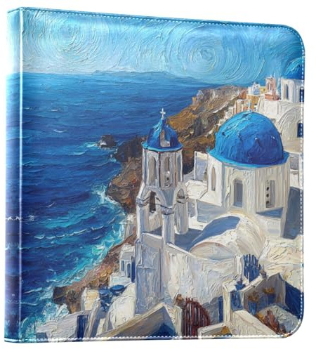 Reiacy Santorini - Album fotografico grande autoadesivo, libro dei ricordi in pelle, ricaricabile, con 20 fogli per foto da 15 x 10 cm, 17 x 12 cm, per viaggi e famiglia