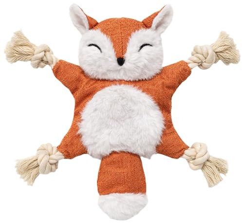 FANCY Pets Gioco Cane Volpe 25 cm Peluche per Cani Piccoli e Cuccioli con Squeaker, Corde e Suono, Giocattolo Cane senza Imbottitura, Peluche Antistress Resistente per Cuccioli e Cani