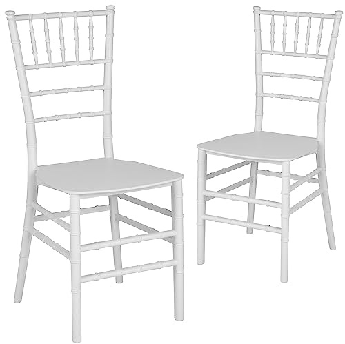 Flash Furniture 2 Pack HERCULES PREMIUM Series White Resin Stacking Chiavari Chair