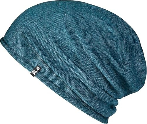 Enter the Complex® Leichte Merino Mütze, Einlagig Gestrickte Slouch Beanie, 100% Merino Wolle, Damen und Herren, Petrol