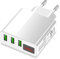 Eaxus® USB Ladegerät 3A - 3 Port Handy Netzteil mit LED-Display & Schnellladefunktion, Weiß