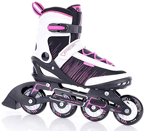 FUNAKTIVE Inliner Damen Peer Lady 3, Inlineskates schwarz-pink, verstellbare Rollschuhe, Rollerblades Gr. 40