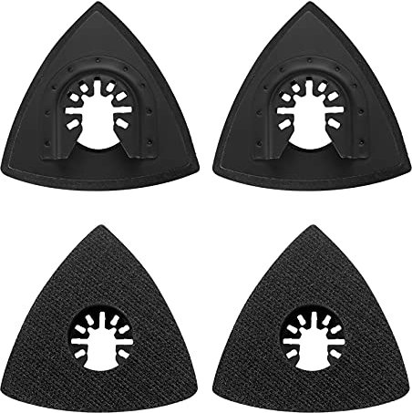 Aoyfuwell 4 Pcs Multi-Tool Sanding Pads Accessories, 80mm Triangle Hook Loop Sanding Pads Replacement Mult Tool for Attaching Pads - Black