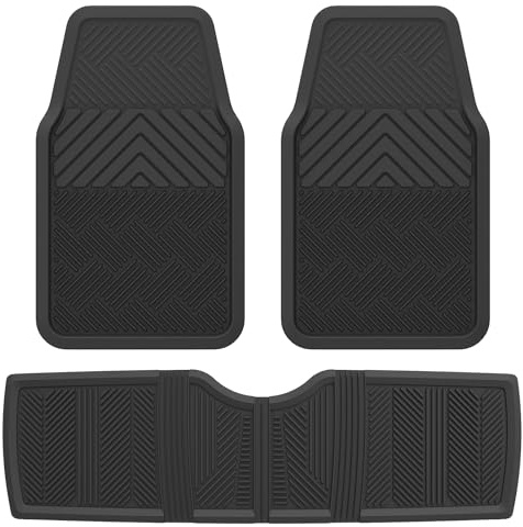 ClimaTex Strapazierfähige Auto-Bodenmatte für Auto, LKW, Van und SUV, wetterfest, tiefer Kanal, rutschfeste Vorder- und Rücksitzmatte, 3-teiliges Set, schwarz