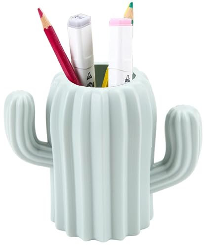 XFLYP Bleistiftbehälter Organizer, Stifthalter, Make-up Pinselhalter, Kunststoff Creative Funny Cactus Shape Pen Cup Pen Box für Schreibtisch, Bürobedarf, Waschbecken (Grün)
