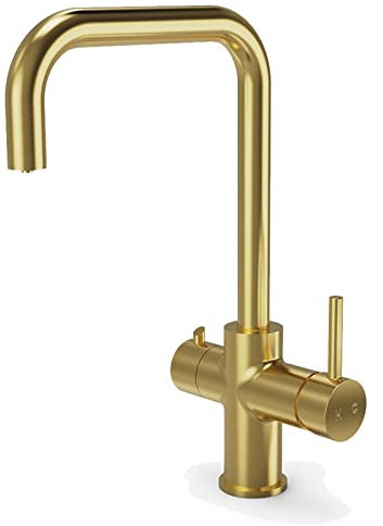 SIA HWT3BR 3-in-1 Instant Boiling Water Tap, True Boiling, Mains Hot & Cold, Kitchen Sink Mixer Tap with Boiler Tank & Filter, Brushed Brass