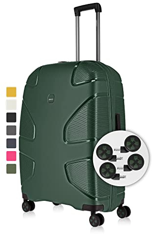 IMPACKT IP1 Hartschalen-Koffer L - 76x51x31 cm, 106 L, 4,3 kg - TSA-Schloss, auswechselbare Rollen - aus recyceltem Material - 6 Jahre Garantie
