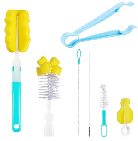 Flaschenbürste Baby Flaschenreiniger Bürste Flaschenbürsten Flaschen Brush Baby Bottle Brushes Sponge mit Schnullerbürste mit Schlauchbürste Reinigungsbürste für Schnuller Strohhalme Flaschen