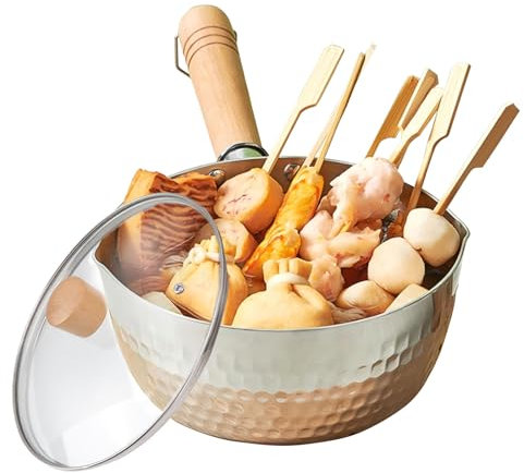 20cm/7.9 Pollici Casseruola in Acciaio Inox Pentola Antiaderente con Coperchio Tradizionale Pentola Giapponese per Spaghetti Pentola per Il Latte per Cucinare Pollo Fritto, Verdure, Spaghetti