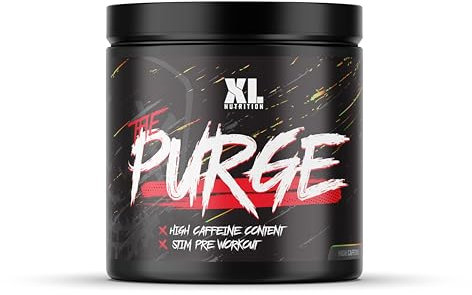 XL Nutrition The Purge - Pre Workout 225g Powder Shake - High Caffeine Content - Helps with Energy, Focus and Blood Flow - No Crash - Potent Formula - Quick Absorbing (Watermelon)