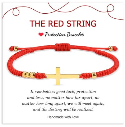 MANVEN Geschenke Damen Armband Rot Schutz für Babys Kinder Herren Kabbala Lucky Freundschaftsarmbänder Geschenke für Mama Tochter Sonh Freunde Tibetisches Buddhist Geflochtene Amulett Kreuz