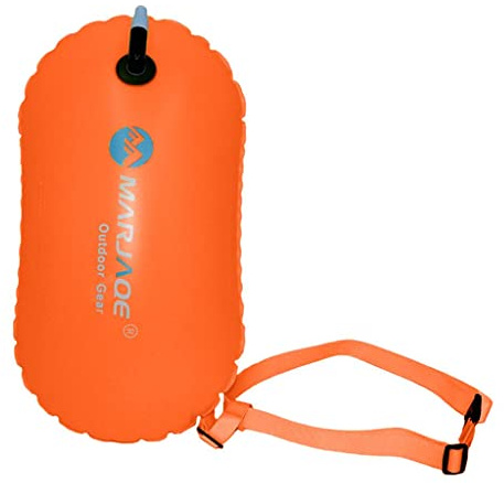 rockible Boya de Natación Portátil, Dispositivo Inflado con Flotador de Remolque con Cinturón, Nadadores, Kayak, Snorkel, Naranja