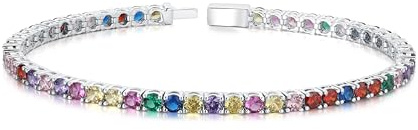 GW Bracciale Donna Regalo Compleanno Saga Gioielli Bracciale Donna per Migliore Amica Mamma Figlia Regalo Anniversario Matrimonio Vracciale Tennis con Glitter (Placcato Oro Bianco 6/6.5/7/7.5Inch)