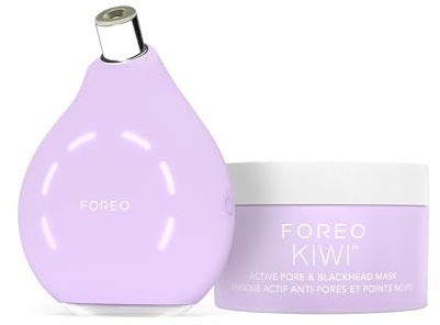 FOREO KIWI derma Dispositivo di microdermoabrasione esfoliante e levigante - Aspiratore punti neri viso + KIWI Maschera per pori e punti neri (100 g) - Estrattore punti neri - Rimozione punti neri