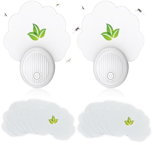 Aoreun Lot de 2 Pièges à Mouches D'intérieur, Piège à Mouches à Fruits avec Veilleuse UV Piège à Insectes Volants Enfichables pour Moustiques et Mites (2 Appareils + 12 pièges Adhésifs)