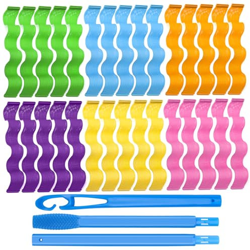 QGGTQG Lot de 30 bigoudis en spirale - Pas de chaleur - Magic Hair Curler - Avec 2 crochets de coiffage - Pour toutes les longueurs de cheveux à la maison sans chaleur (30 cm)