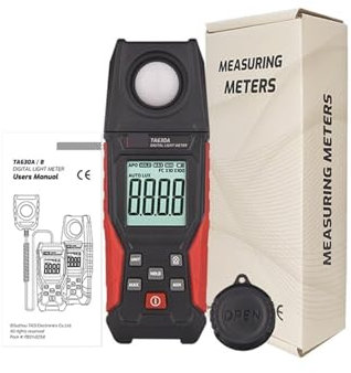 YQVEOT Luxómetro, Luxómetro TASI TA630 Luxómetro Profesional Luxómetro de Mano Luxómetro de Alta precisión 0,1-200000 Lux Iluminómetro Fotómetro(TA630A)