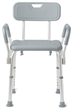 Caring Bath Chair for Seniors, Shower Seat with Removable Backrest, Suction Feet, Non-Slip Adjustable Height Shower Bench for Elderly, Disabled, 350 lb Weight Capacity, Bathroom Stool for Tub & Shower