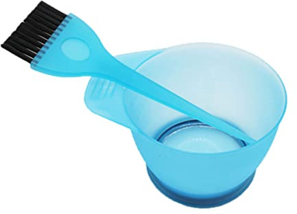 1 Set Hair Dye Color Brush and Bowl Set Hair Color Brush Mixing Bowl Kit for Tint Dying Coloring Applicator Blue for Home Daily Use