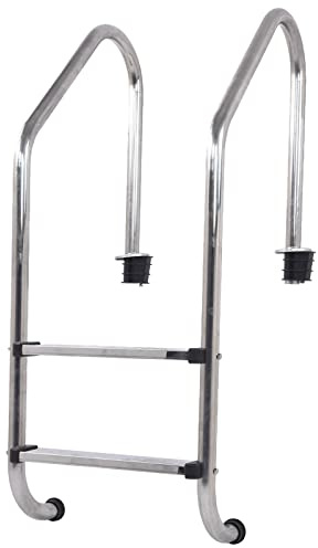 Poolstege i rostfritt stål |2-stegs förbättrad - grepppedal för ingravda pooler |Robust 304 stålstege för simbassänger/spa