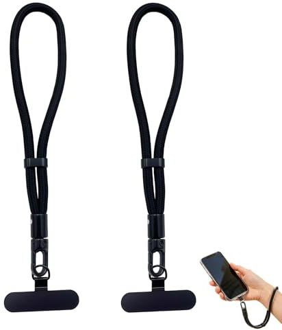 Cadena corta universal para teléfono móvil, correa corta ajustable, resistente correa de mano para teléfono móvil con soporte, correa antideslizante compatible con iPhone y Samsung, ligera y segura