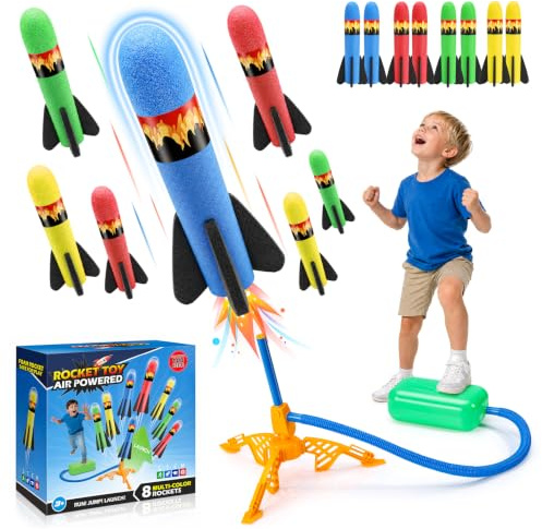 HappyGoLucky Rocket Toys Launcher for Kids, Outdoor Toys for 4-10 Year Old Boys Age 5 6 7 8 Garden Game 3-12 Year Old Boys Girls Gifts Birthday Gifts for Kids