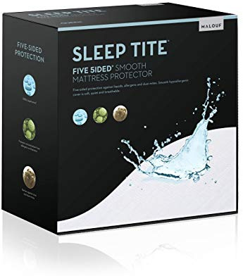 SLEEP TITE Five Sided Mattress Protector - 100% Waterproof on Top and Sides, Queen