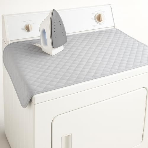 Iron Anywhere Magnetic Ironing Mat 18 x 31 – Quilted Heat-Resistant Blanket for Washer Dryer Tops – Foldable Portable Tabletop Pressing Pad and Board Alternative