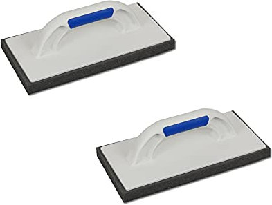 2er Set DEWEPRO® Glättscheibe - Reibebrett (PS) mit fein-poriger Schwammauflage (20mm) - 280x140mm