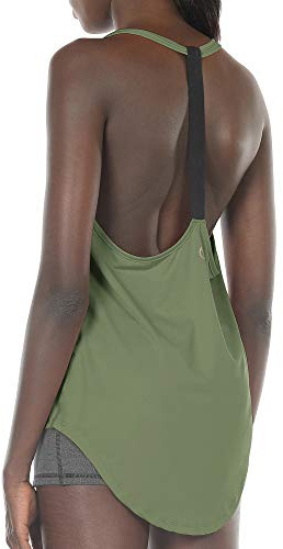 icyzone Femmes Débardeurs de Sport sans Manches en Vrac Fitness Yoga Tank Tops (S, Olive)