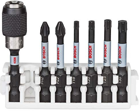 Bosch 7 tlg. Impact Control Schrauberbit Set (Pick and Click, Professional Zubehör Schlagschrauber)