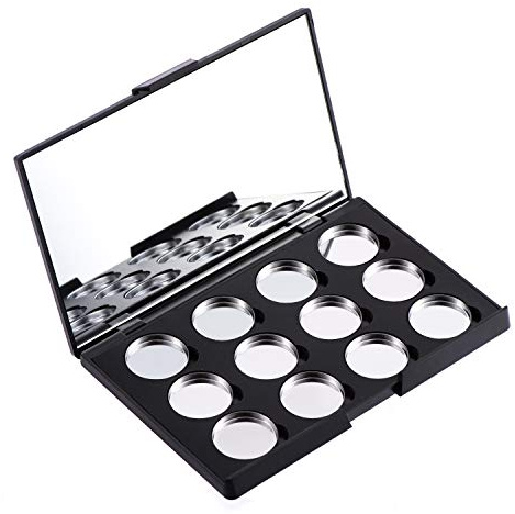 Allwon Leere magnetische Lidschatten-Make-up-Palette mit 12 Stück 26mm runden Metallpfannen