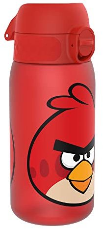 ION8 Kinder Trinkflasche, 350ml, Auslaufsicher, Einhandöffnung, Sichere Verriegelung, Spülmaschinenfest, BPA-frei, Tragegriff, Klappdeckel, Leicht zu Reinigen, Klimaneutral, Angry Birds-Design