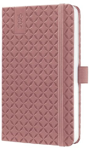 SIGEL J5128 Wochenkalender 2025 A6, Jolie, dunkelrot, Hardcover, Gummiband, Stiftschlaufe, Einstecktasche, 174 Seiten, vegan, Buchkalender, Terminplaner