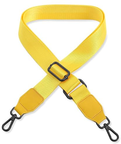 Correa de hombro para bolso de mano y bolsa para portátil - Amarillo [Color del metal: Negro] - Longitud ajustable de 89-142 cm - Ancho de 3,8 cm - Correa de repuesto para bolso de mano y bandolera