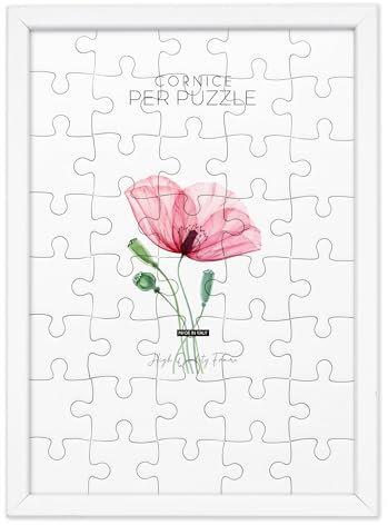 Lupia - Cornice per Puzzle Optical White Bianca da parete in Legno, protezione frontale in Acrilico Trasparente, Adatta e Compatibile con Formati Vari di dimensioni, pezzi e tessere 49x36 cm