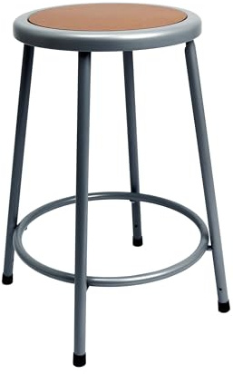 OEF Furnishings OEF6224-KD Premium Commercial-Grade All-Purpose Round Stool (24-inch Height, Gray Frame, Masonite Wood Seat)