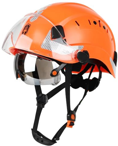 GREEN DEVIL Casque de protection industriel certifié EN397 et EN166 avec visière teintée + transparente | Casque de sécurité avec double visière pour la construction, l'artisanat et l'industrie |