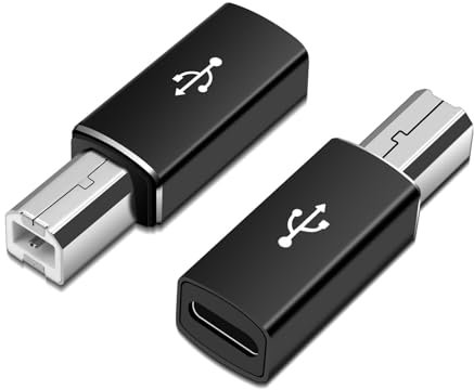 LUIRSAY 2 pezzi USB B a USB-C cavo stampante adattatore cavo scanner stampante convertitore per stampante MIDI E-Piano tamburo elettronico (nero)