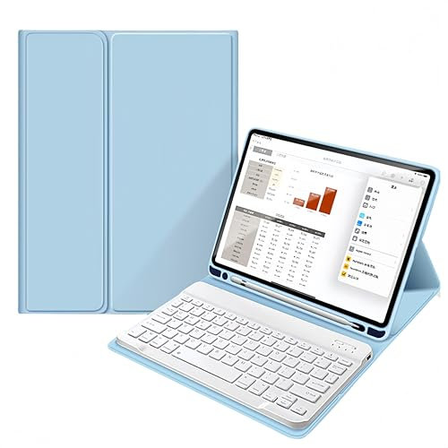 Tangentbord fodral för iPad 10.2 9th Gen 2021/ 8th Gen 2020/ 7th Gen 2019/Air 10.5 2019 / Pro 10.5 2017, Slim Folio Cover Avtagbart Bluetooth-tangentbord med pennhållare