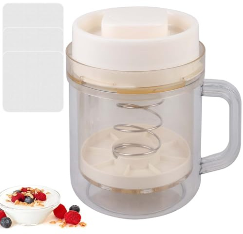 Passoire à yaourt grecque, passoire à yaourt grec, séparateur de lactosérum avec couvercle, filtre à yaourt lavable avec chiffon filtrant, passoire à yaourt réutilisable pour filtrer le yaourt et le