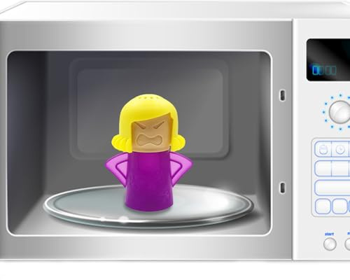 Limpiador de microondas con diseño de madre enojada - Limpieza a vapor de manchas crudas con vinagre y agua - Eliminador de olores para el hogar, la cocina y la oficina
