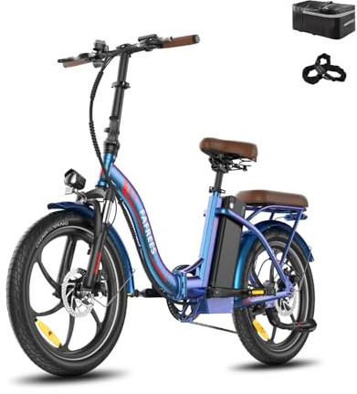 Fafrees 2025 F20 Pro + E-Bike Bicicleta plegable de 20 pulgadas, impulsor de profundidad: batería de 36 V, motor de 250 W, capacidad de carga de 140 kg, bicicleta Fatbike E (cerradura de coche, azul
