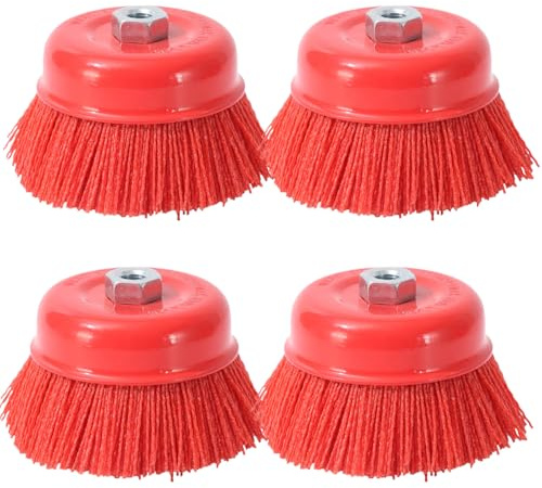 4 spazzole a tazza in nylon M14, spazzola in nylon da 75 mm, spazzola abrasiva, spazzola a tazza per trapano per la rimozione della ruggine, sbavatura, rimozione della vernice e pulizia dei metalli