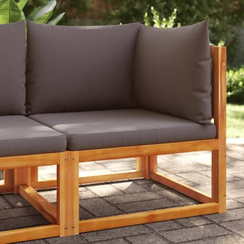 Canapé d'Angle Jardin, en Bois d'Acacia Massif avec Coussin Amovible, Design Modulaire et Confortable, Canapé Exterieur Terrasse, Banquette Exterieur, pour Jardin, Terrasse, Patio,Gris,65x65x65 cm