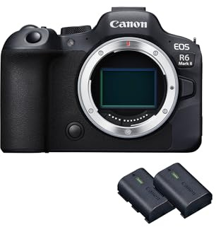 Canon EOS R6 MarkII Full Frame Mirrorless Camera Black+2 Batteries (Additional Battery Kit) |24.2-megapixels, up to 40fps Continuous Shooting,4K 60p, up to 8-Stops IS and Dual Pixel CMOS Auto Focus II