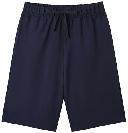 WinZero Kids School Shorts Boys Girls Cotton Breathable Adjustable Waist Sports Shorts for School PE Children Clothes Age 8-9 Years Navy-Blue