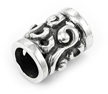 Battle-Merchant Perle de barbe avec motif spirale en argent - Perle pour dreadlocks dreads - Diamètre intérieur 5 mm