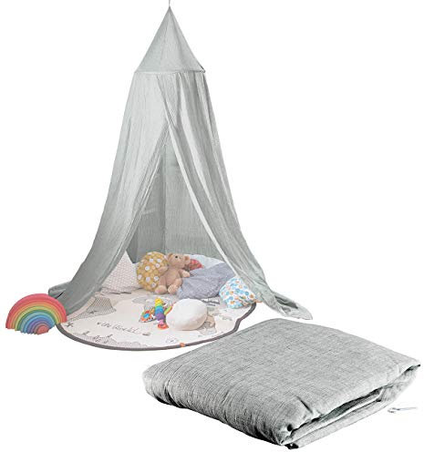 infactory Baldachin Kinder: Kinder-Betthimmel mit Insektenschutz, grau, zusammenfaltbar (Kinderbetthimmel, Bett Baldachin Kinder, Spielzeug)